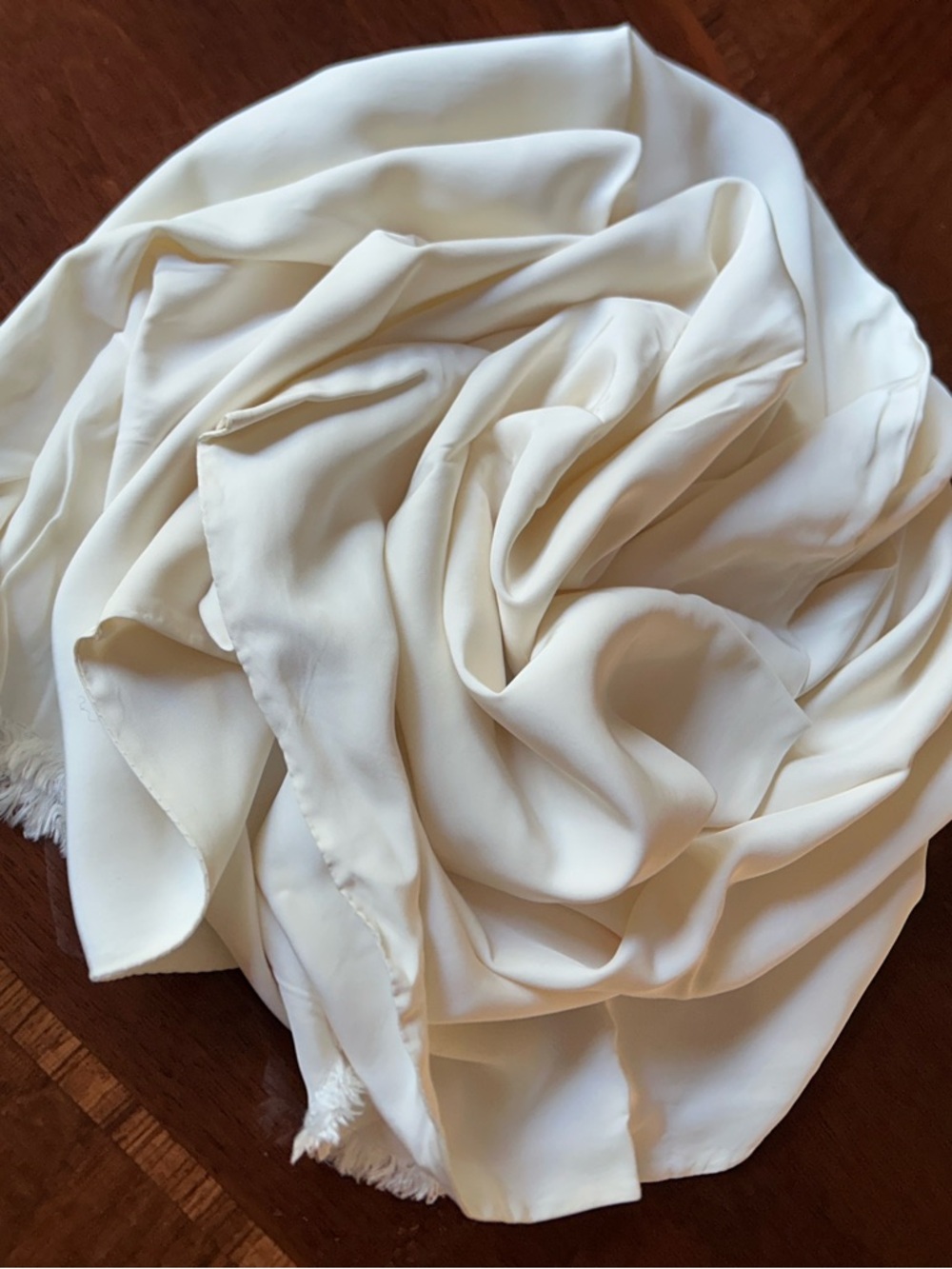 Cream Lightweight Satin Scarf Wrap 19“ x 43“